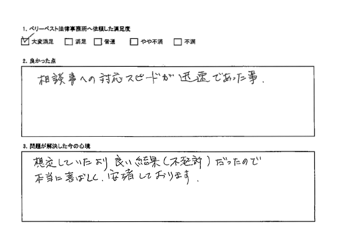 相談事への対応スピードが迅速であった。